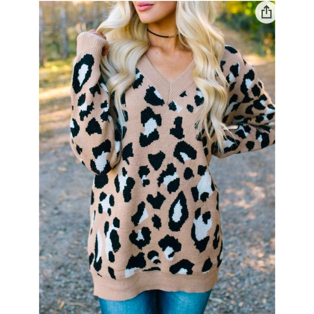 Womens Oversized Sweater Leopard Print